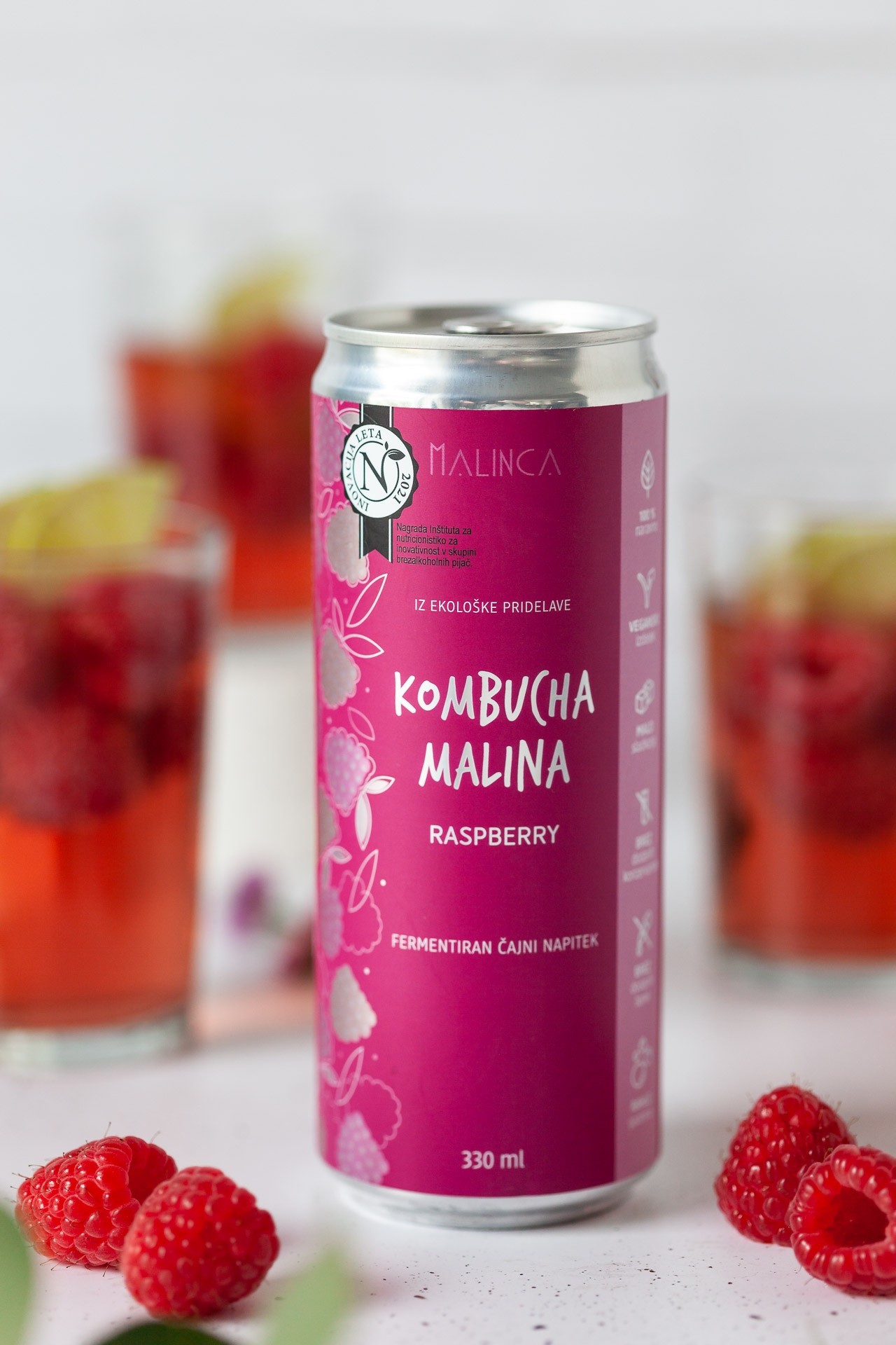 Kombucha malina iz ekološke pridelave 330ml