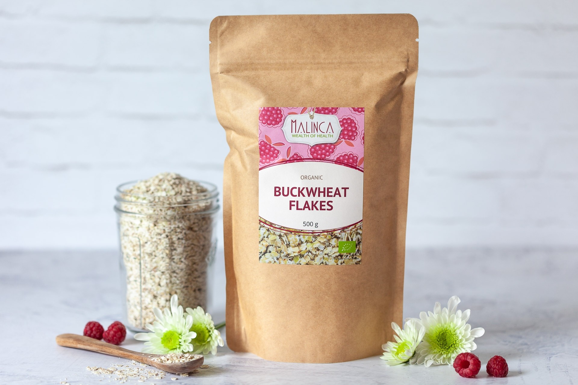 Buchweizenflocken aus ökologischem Landbau 500 g | Malinca.de