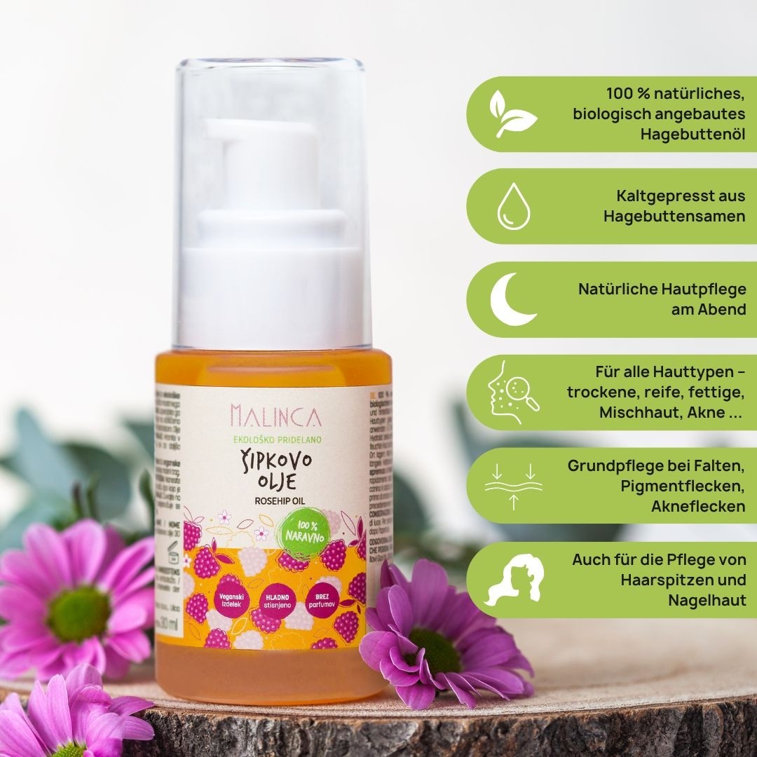 Hagebuttenöl aus ökologischem Landbau 30 ml