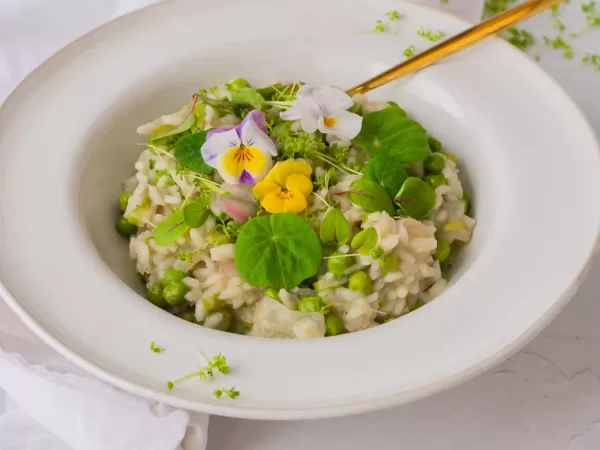 Frühlingsrisotto mit Radieschen und Spargel