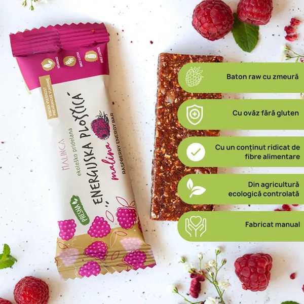 Baton energizant cu zmeură bio