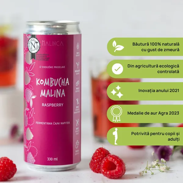 Kombucha cu zmeură bio